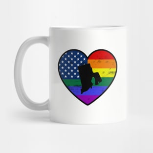 Rhode Island United States Gay Pride Flag Heart Mug